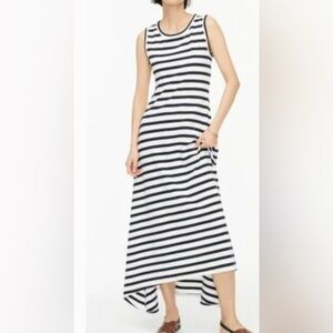 J. Crew Navy and White Striped Maxi Dress Cotton Nautical Preppy Classic Small